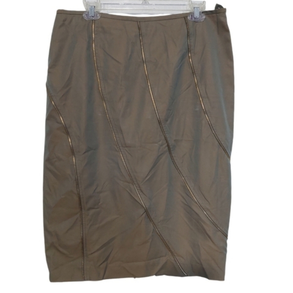 Lafayette 148 New York Zipper Skirt Green size 12 Womans Midi Length - Picture 1 of 9